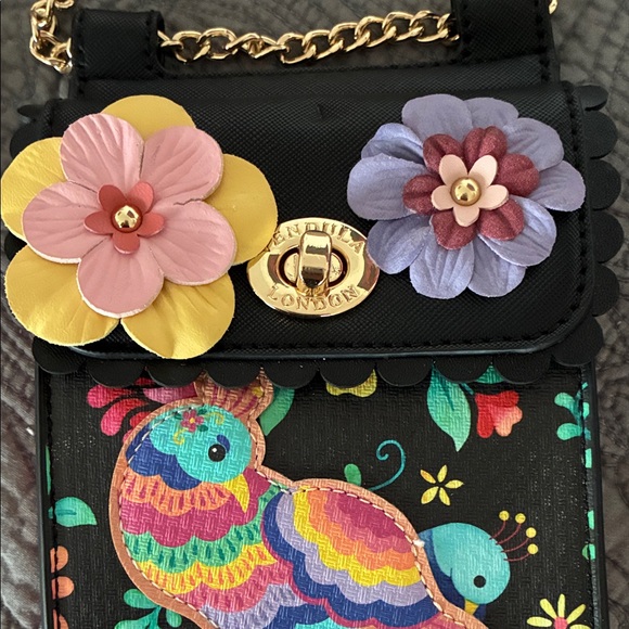 Vendula of London Elegant Black Floral Crossbody Bag - Picture 8 of 14